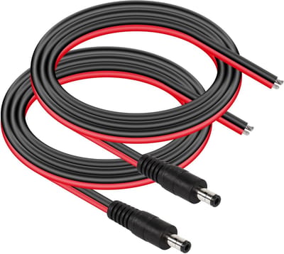 DC5525 Power Pigtails Kabel 1m 14AWG, 5.5mm x 2.5mm DC, Male Open End Draad voor CCTV Beveiligingscamera's en LED Strips