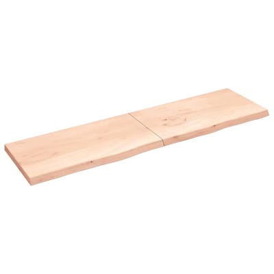 vidaXL - Wandschap - 220x60x(2-6) - cm - onbehandeld - massief - eikenhout