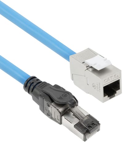 ACT Blauw 25 meter S/FTP CAT6A B2ca PoE++ 100W solid prefab installatiekabel, RJ45 male – female FB0125