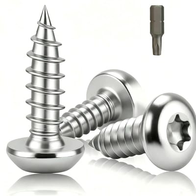 120 stuks zelftappende schroeven, M3 x 20 mm, plaatschroeven, roestvrij staal, ronde kopschroeven, zilver, zelftappende schroeven met T10-boor voor bevestiging van hout