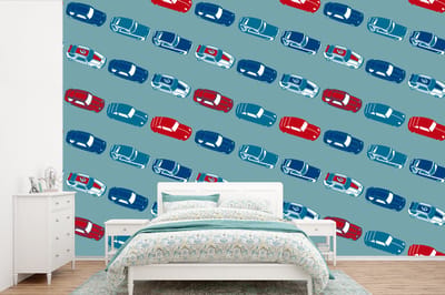 Behang - Fotobehang Patroon - Auto - Race - Jongens - Kinderen - Kids - Kind - Breedte 360 cm x hoogte 240 cm