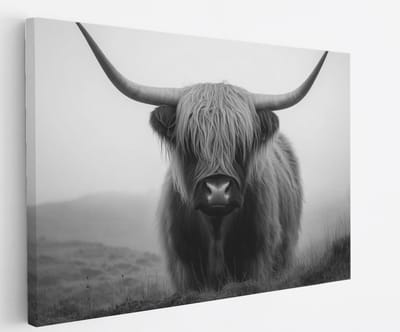 Saammp Canvas Schilderij Schotse Hooglander Koe - Abstract - Dieren - Natuur - 60x40 - Foto op canvas - Wanddecoratie - muurdecoratie Woonkamer - Slaapkamer decoratie - Canvas Print