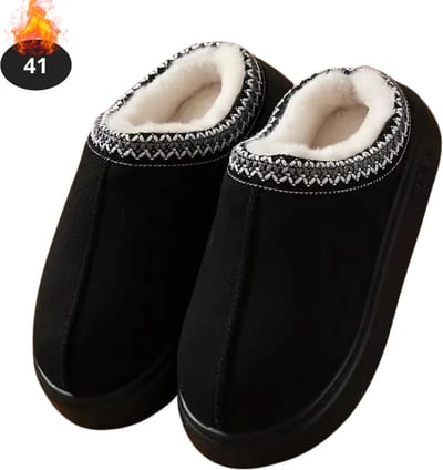 Nivard Warme Pantoffels - Sloffen - Slippers - Dames - Heren - Pluche - Maat 41 - Zwart