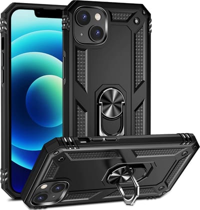Ring Armor hoesje Geschikt voor iPhone 14 - Zwart - Draaibare standaard - Magneet - ZT Accessoires