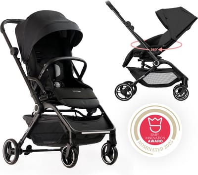 Hamilton by Yoop T1 Buggy - 360° Draaibare Stoel - MagicFold - Tot 22 kg - Kinderwagen - Reflecterende Wielen met Vering - Bekerhouder - Donker grijs