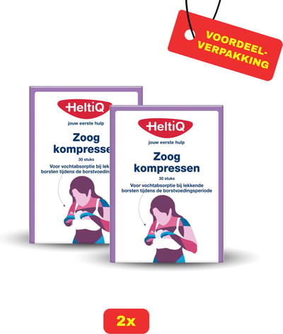 2x HeltiQ Zoogcompres Voorgevormd (2 X 30 stuks) Voordeelverpakking!