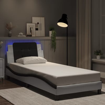 vidaXL - Bedframe - met - LED - zonder - matras - "Zadar" - wit - en - zwart - 100x200 - cm
