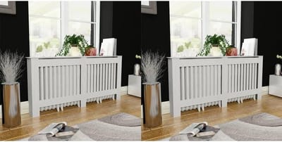 Radiatorbekleding - Verwarminghoes - Decoratieve Opbergruimte - Stijlvol Lamellendesign - 172 cm - Wit