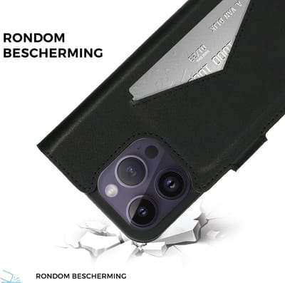 Mobiparts Classic Wallet hoesje geschikt voor Apple iPhone 14 Pro met 1 Screenprotector van Gehard Glas - Zwart