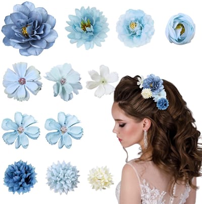 Dailygoods - Bloemen-haarclip voor dames en meisjes - haarspeld bloem haaraccessoires - hoogwaardige haarclip bloem voor vrouwen - perfect voor feest; bruiloft en meer (blauw; kleur)