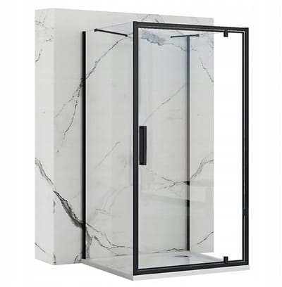 Rea Rapid Swing Black 80X80 - 195 cm - U-Douchecabine - Vierkant - Zwart
