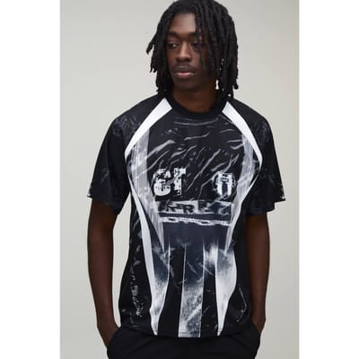 Regular Afterlight Closed Mesh Football Top | Black | Size Medium