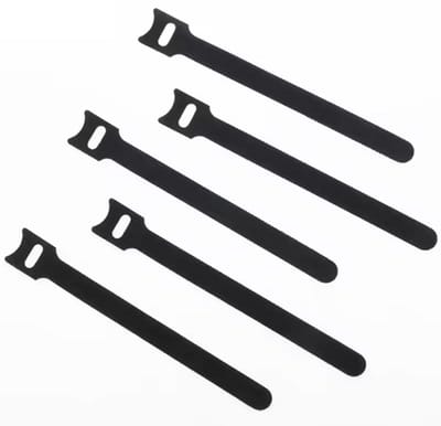 TLVX 5 stuks Sterke Klittenband Kabelbinders 15cm / Kabel Organiseren / Nette Kabels / Draden wegwerken / Cable Organiser / Bedrading opruimen / Klitterband / Herbruikbare Kabelbinder Zwart / Nylon oog / Verstelbaar / Universeel Toepasbaar