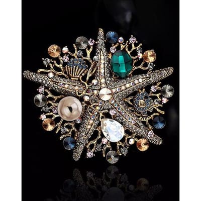 Mode Luxe Zeester Parel Strass Broches Spelden Voor Vrouwen Mannen Grote Vintage Klassieke Sieraden Kleding Pak Retro Badges gray