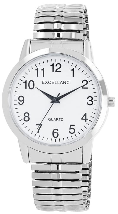 EXCELLANC herenhorloge roestvrij staal zilverkleurig, mineraalglas