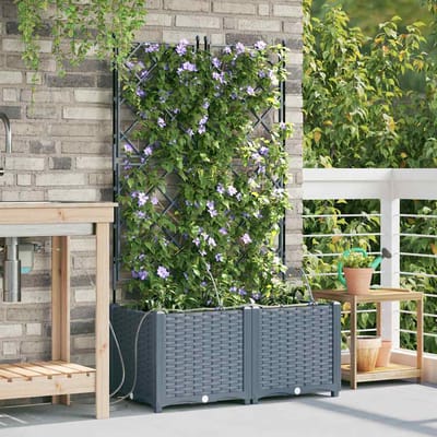 vidaXL - Plantenbak - 2 - st - Lichtgrijs - 80 - x - 40 - x - 142 - cm - PP