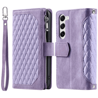 Comfycase Samsung Galaxy S23 Zipper Wallet Hoesje met Polskoord Paars