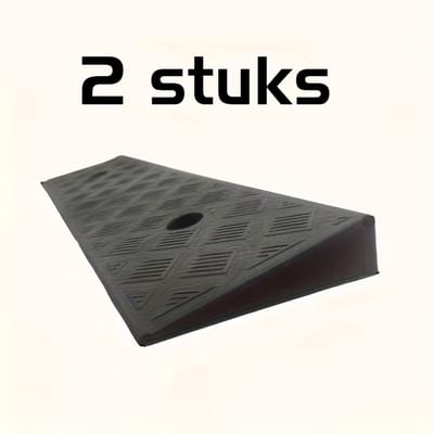 DW4Trading Schuine Oprijplaten Stoeprand Oprijhulp Voor Auto, Rolstoel, Fiets Set van 2 Stuks 50x13x4cm - Zwart