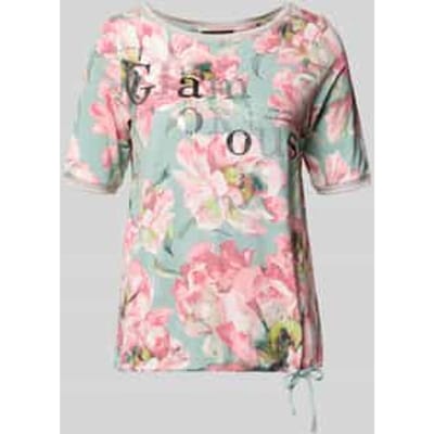 T-shirt van mix van viscose en elastaan met statementprint
