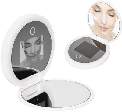 NTHProducts - Portable UV Mirror - Compact Makeup Spiegel - UV Camera - Grijs - Reis Spiegels - Geschikt voor Make-up - Compact en Magnifying