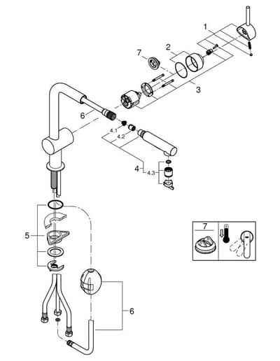 Grohe Minta - Keukenkraan met uittrekbare sproeikop, geborsteld Cool Sunrise 30274GN0