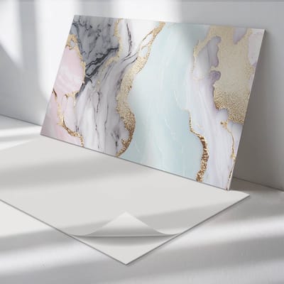 Wallfluent Vinyl Wandpaneel - Abstract marmerpatroon Zelfklevend Muurpaneel - 100 cm x 50 cm - Turkoois Vinyl Wandpaneel - 1 stuk - Rechthoekig Wandbekleding Vinyl - Texturen Wandpaneel - Vinyl Wandbekleding - Wandpaneel Keuken en Badkamer