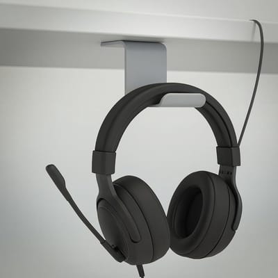 Hoofdtelefoon Houder - Koptelefoon Ophanging - Bureau Organisatie - Aluminium Constructie - 112 x 56 mm - Grijs