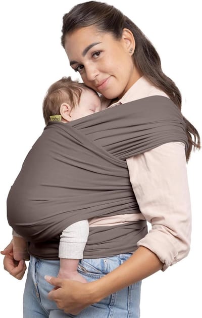 Draagdoek Baby - Draagband Sling - Baby Dragen - Originele Rekbare Doek - Tot 15kg - Grijs
