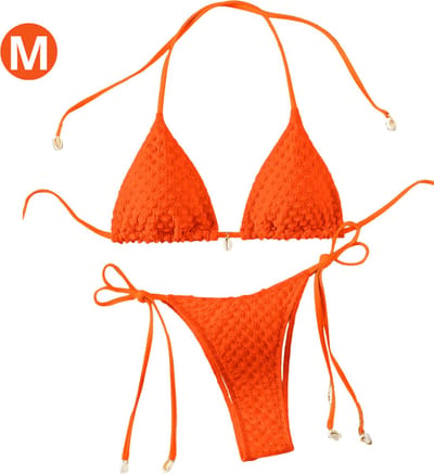 Bovista Bikini Dames - Meisjes Bikini - Badpak - Push Up - Vrouwen Badkleding - Zwemmen - Sexy Set - Top & Broekje - Rood Oranje - Maat M
