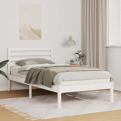 vidaXL - Bedframe - met - hoofdeinde - Wit - 100 - x - 200 - cm - Massief - grenenhout