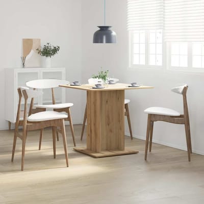 vidaXL - Eettafel - 80x80x75 - cm - bewerkt - hout - artisanaal - eikenkleurig