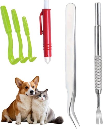 Set van 6 Tekenpincetten, Duurzame en Makkelijk Schoon te Maken Tekenverwijderaars voor Mensen, Honden, Katten en Kinderen