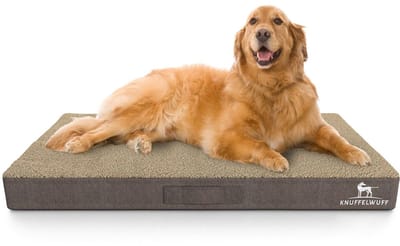 Knuffelwuff orthopedische hondenmat Ellenie van teddystof en velours 79 x 60 cm beige