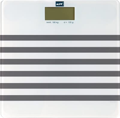MSV Personen weegschaal - wit/grijs - glas - 29 x 29 cm - digitaal - personenweegschalen
