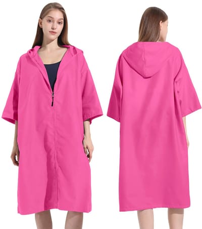 Surf Poncho met capuchon, microvezel badponcho voor dames en heren, sneldrogend, absorberend handdoekponcho voor het strand, omkleedhulp, watersport