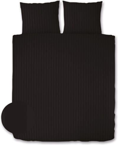 Dekbedovertrek Satijn Gestreept - Hotel Kwaliteit 230 TC - 1 persoons - 140 x 200/220 cm - Zwart