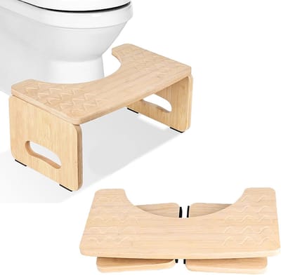 Toiletkruk Bamboe - Opstapkruk Badkamer - Comfort Verbetert - Ergonomisch Ontwerp - 40 x 21 x 18 cm - Natuurlijk Hout