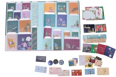 Dailygoods - Adventskalender voor boekenliefhebbers, unieke countdown met 25 zakjes, boekenliefhebbers, adventskalender als
