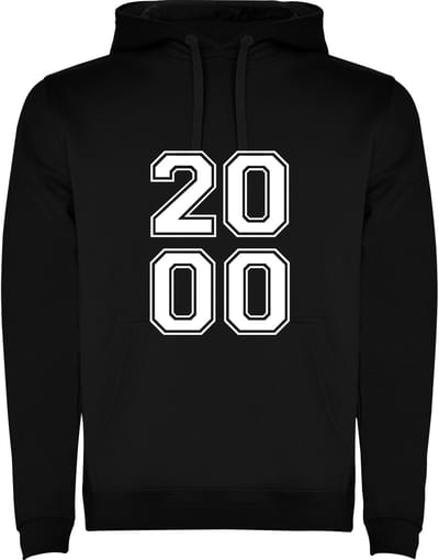 Zwarte Hoodie Varsity College Cijfers 2000 - Cijfers Wit - Opvallend Stoer - Mooi Maat M