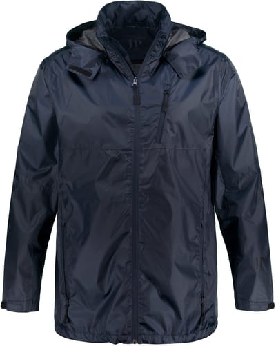 JP 1880 - Heren - Regenjas waterafstotend capuchon rits lichte voering van mesh - Donkermarine - Maat 8XL