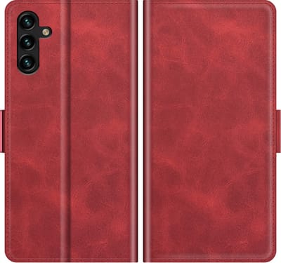 MobyDefend Hoesje - Geschikt voor Samsung Galaxy A04s - Luxe Wallet Book Case (Sluiting Zijkant) - Rood