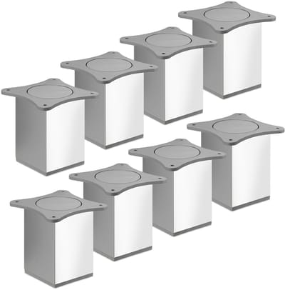 8 St. meubelpoot QUEBEC II 100 mm 65 x 65 mm gepolijst chroom meubelpoten van aluminium van Sotech