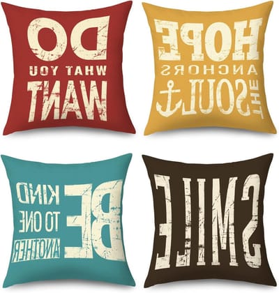 Kussenslopen Set - Decoratieve Hoezen - Woonkamer Decoratie - Positieve Citaten - 45 x 45 cm - Meerkleurig