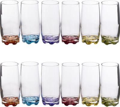 Secret de Gourmet Drinkglazen - 18x stuks - waterglazen - 380 ml - kleurenmix