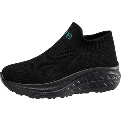 Dames Casual Sportsokken Sneakers Modieus Dikke Zool Luchtkussen, Verhoogde Afhellende Hak Rockingschoenen Hardloopschoenen 36 black