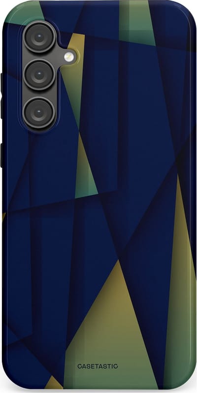 Casetastic Hoesje Geschikt voor Samsung S23 FE - Stijlvolle Beschermende Duo-layer Case - Blauwgroene Driehoeken