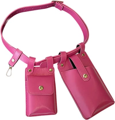 2-delige Leren Dames Heuptas – Heuptasje Dames & Crossbody Tas Dames – Mini Riemtas - Fanny Pack – Telefoon Tasje voor Vrouwen - ROZE