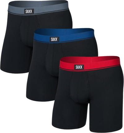SAXX Heren Boxershort Essential Cotton - 3-Pack - Boxer met BallPark Pouch® - Ademend & Geurbestendigd Ondergoed - Grijs - S
