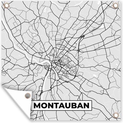 Tuin poster Kaart - Stadskaart - Montauban - Plattegrond - Frankrijk - 200x200 cm - Tuindoek