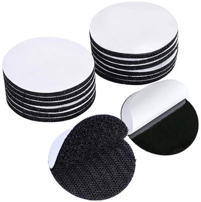 12 stuks klittenbandstippen - extra sterk klevend - ideaal voor antislipmatten - tapijten - doe-het-zelfprojecten en huisorganisatie. Dubbelzijdige - herbruikbare - zwarte - ronde klittenbandstippen van 60 mm.